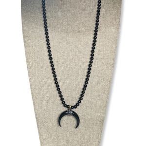 Bohemian beaded pendant necklace, crystal knotted beads